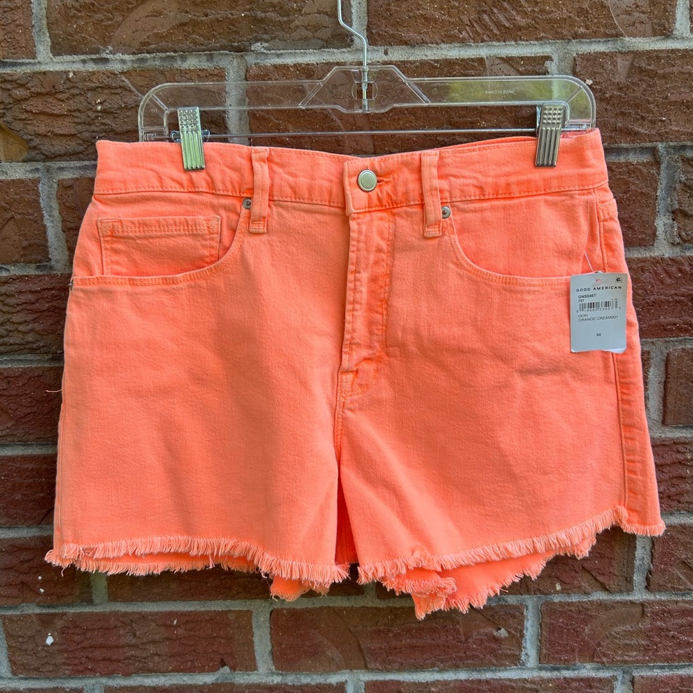 Women's Orange Denim Shorts